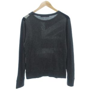Neil Barrett セーター ニット シルク カシミヤ混 XS チャコールグレー ユニオンジャック柄 ラウンドネック 長袖