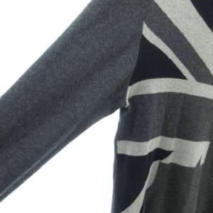 Neil Barrett セーター ニット シルク カシミヤ混 XS チャコールグレー ユニオンジャック柄 ラウンドネック 長袖