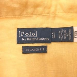 Polo by Ralph Lauren リネンシャツ 麻 長袖 ロゴ刺繍 XL 黄 イエロー /AH11 ECD001