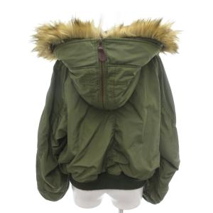 MOUSSY SHORT N2B ジャケット FREE 緑 グリーン フェイクファー フード  クロップド丈 010AAH30-5700