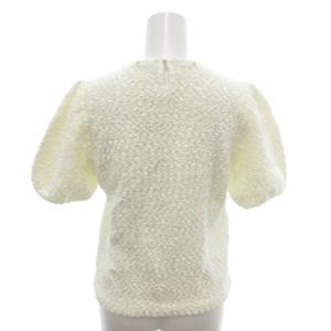René 美品 カットソー 34 アイボリー 半袖 パフスリーブ パール装飾 タオル生地/HW ECD001