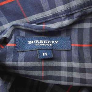 BURBERRY LONDON カジュアルシャツ M 紺 ネイビー チェック柄 ボタンダウン 長袖 /YS1 ECD001