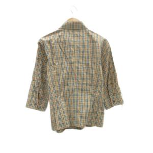 BURBERRY BLUE LABEL シャツ ブラウス 七分袖 チェック柄 ロゴ刺繍 38 ベージュ /SM44 ECD001