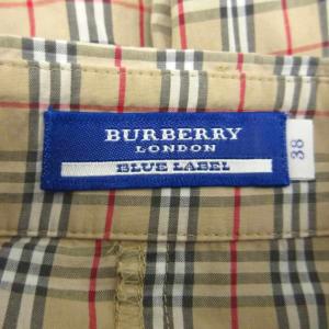 BURBERRY BLUE LABEL シャツ ブラウス 七分袖 チェック柄 ロゴ刺繍 38 ベージュ /SM44 ECD001