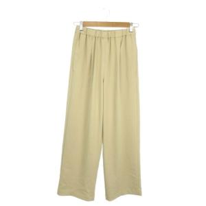 イージーパンツ ワイド 34 ベージュ 無地 ウエストゴム 長丈 /AO14 ECC001