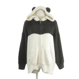 ルームウェア 部屋着 耳付きパーカ パンダ ジップアップ ニット ONE 白 ホワイト /AH15 ECD001