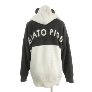 gelato pique ルームウェア 部屋着 耳付きパーカ パンダ ジップアップ ニット ONE 白 ホワイト /AH15 ECD001