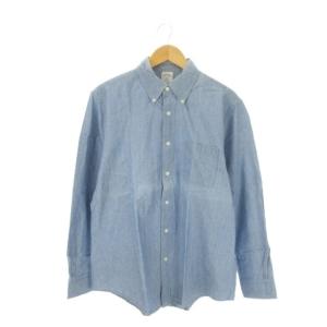 1818 ボタンダウンシャツ 長袖 シャンブレー L 青 ブルー インディゴ /CK39 ECD001