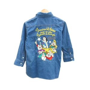 × ディズニー DISNEY ダンガリーシャツ カジュアルシャツ 七分袖 白雪姫 刺繍 ボタンダウン 2