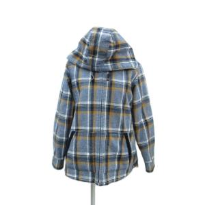 ジャケット ミドル丈 フード付き 裏ボア チェック柄 PM ブルー /SY22 ECD001
