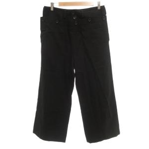 ヨウジヤマモト ワイドパンツ リネン混 クロップド丈 2 黒 ブラック /UO ECD001