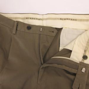 BURBERRY LONDON チノパンツ スラックス 88 コットン100％ センタープレス タック入り ブラウン /SX ECD001