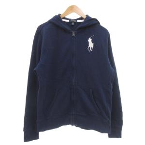 パーカー ミドル ハーフ丈 ジップアップ ロゴ刺繍 XL/TG(18-20) 紺 ネイビー /ML ECD001