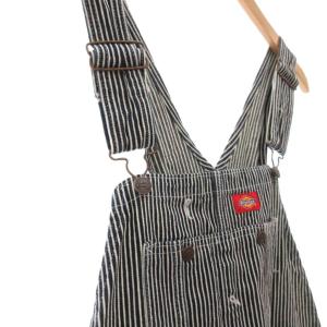 Dickies ヒッコリーストライプ ビブオーバーオール フルレングス 36×32 紺 ネイビー 白 ホワイト /ML