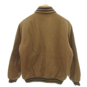McGREGOR 美品 スタジャン ブルゾン ウール L 茶 ブラウン ストライプ柄 ワッペン キルティング裏地 /HW