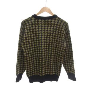EMPORIO ARMANI イタリア製 ニット セーター 42 総柄 長袖 クルーネック 紺 ネイビー 黄 イエロー /NU ECD001