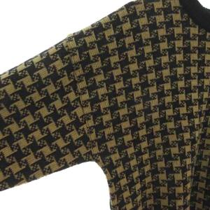 EMPORIO ARMANI イタリア製 ニット セーター 42 総柄 長袖 クルーネック 紺 ネイビー 黄 イエロー /NU ECD001