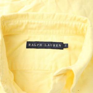 RALPH LAUREN シャツ ブラウス 7 黄 イエロー 長袖 襟付き ロゴ刺繍 /GG GY59