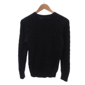 POLO RALPH LAUREN ニット セーター L 紺 ネイビー ケーブル編み コットンニット クルーネック ロゴ刺繍 /HW ECC001