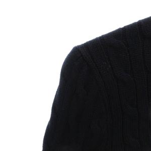 POLO RALPH LAUREN ニット セーター L 紺 ネイビー ケーブル編み コットンニット クルーネック ロゴ刺繍 /HW ECC001