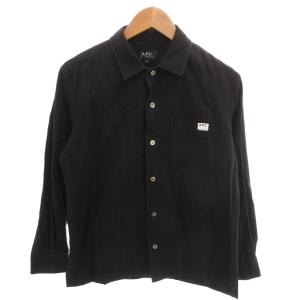 美品 シャツ XS 紺 ダークネイビー 長袖 襟付き 胸ポケット /HW ECC001