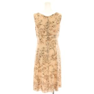 BURBERRY LONDON ワンピース ノースリーブ ひざ丈 花柄 プリント 絹 シルク 38 ピンク FMA68-302-12 ECC001