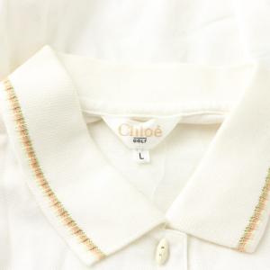 Chloe ポロシャツ ゴルフウェア L オフホワイト 長袖 襟付き ロゴ刺繍 /GG ECD001