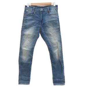 D-STAQ デニムパンツ ジーンズ テーパードパンツ W29 青 ブルー ウォッシュ加工 アンクル丈