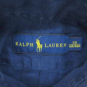 RALPH LAUREN カジュアルシャツ XS 紺 ネイビー 半袖 ボタンダウン ロゴ刺繍 /HO18 ECD001