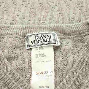 GIANNI VERSACE ニット セーター 長袖 Vネック ウール M グレー 99/41773 /KU ECD001