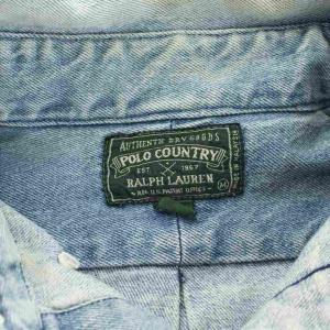 RALPH LAUREN Polo Country デニムシャツ ボタンダウンシャツ 長袖ロゴ刺繍 M インディゴブルー /KU
