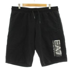 EA7 ショートパンツ ハーフパンツ イージー スウエット地 ロゴプリント XL 黒 ブラック 6LPS63