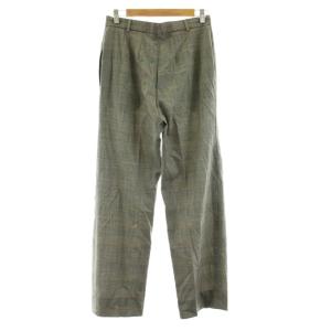 Max Mara スラックス パンツ ストレート タック ジップフライ チェック柄 グレー /KU ECD001