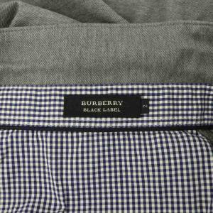 BURBERRY BLACK LABEL 七分袖ポロシャツ ロゴ刺繍 裏地チェック 2 グレー /MY OS ECD001
