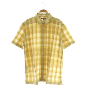 リネン混 半袖シャツ L ベージュ イエロー
