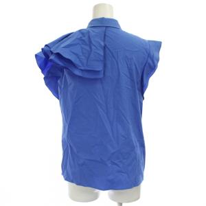 LANVIN シャツ ブラウス 38 青 ブルー レギュラーカラー アシンメトリー袖 無地 /GG ECD001