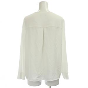 theory luxe カットソー ブラウス 38 オフホワイト 長袖 ラウンドネック プリーツ /GG ECD001