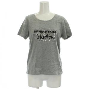 Tシャツ カットソー 40 グレー 半袖 ラウンドネック ロゴプリント /GG ECD001