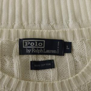 Polo by Ralph Lauren ニット セーター L 白 ケーブル編み ラウンドネック 長袖 /DU ECD001