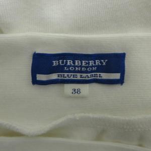 BURBERRY BLUE LABEL カットソー スクエアネック 半袖 ロゴ刺繍 38 オフホワイト /HO8 ECD001