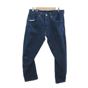 デニムパンツ ジーンズ スリム アンクル丈 W34 L32 紺 ネイビー ボタンフライ /HO51 ECD001