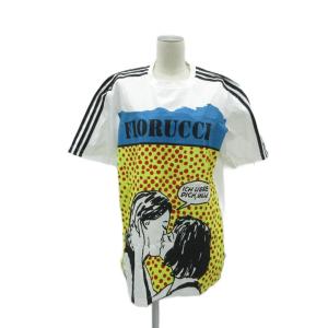 Tシャツ カットソー M マルチカラー オフホワイト 半袖 プリント ライン /HO4 ECD001