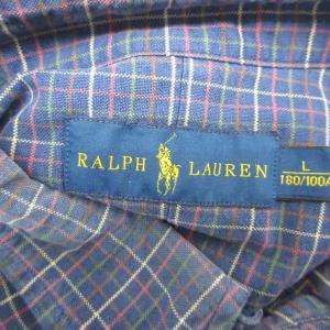 RALPH LAUREN カジュアルシャツ Lマルチカラー 紺 ネイビー グラフチェック柄 ボタンダウンカラー 長袖 /HO11