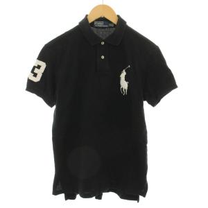 カスタムフィット CUSTOM FIT ポロシャツ 半袖 ビッグポニー刺繍 M 黒 ブラック 白 ホワイト