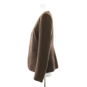 Theory CLASSIC CREPE LINDRAYIA ノーカラージャケット トッパー 2 茶 ブラウン 01-0304104