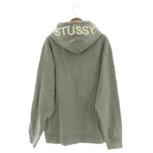STUSSY スウェットパーカー 長袖 ロゴ刺繍 プルオーバー XL グレー /MY OS ECD001