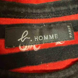 Agnes b. homme ボーダー カットソー ロンT 日本製 赤 レッド 黒 ブラック 2109-8903 /MZ ECD001