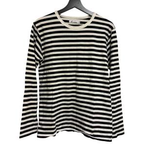 ボーダー カットソー ロングTシャツ Mサイズ 白 ホワイト 黒 ブラック /MZ ECD001