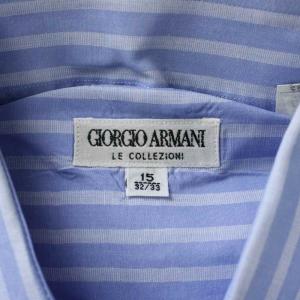 GIORGIO ARMANI シャツ ワイシャツ M 水色 青 ブルー ストライプ柄 /GP ECD001