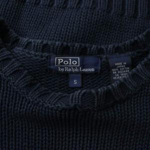 Polo by Ralph Lauren ニット セーター S 紺 ネイビー 長袖 アメリカ国旗柄 ラウンドネック /GG ECD001